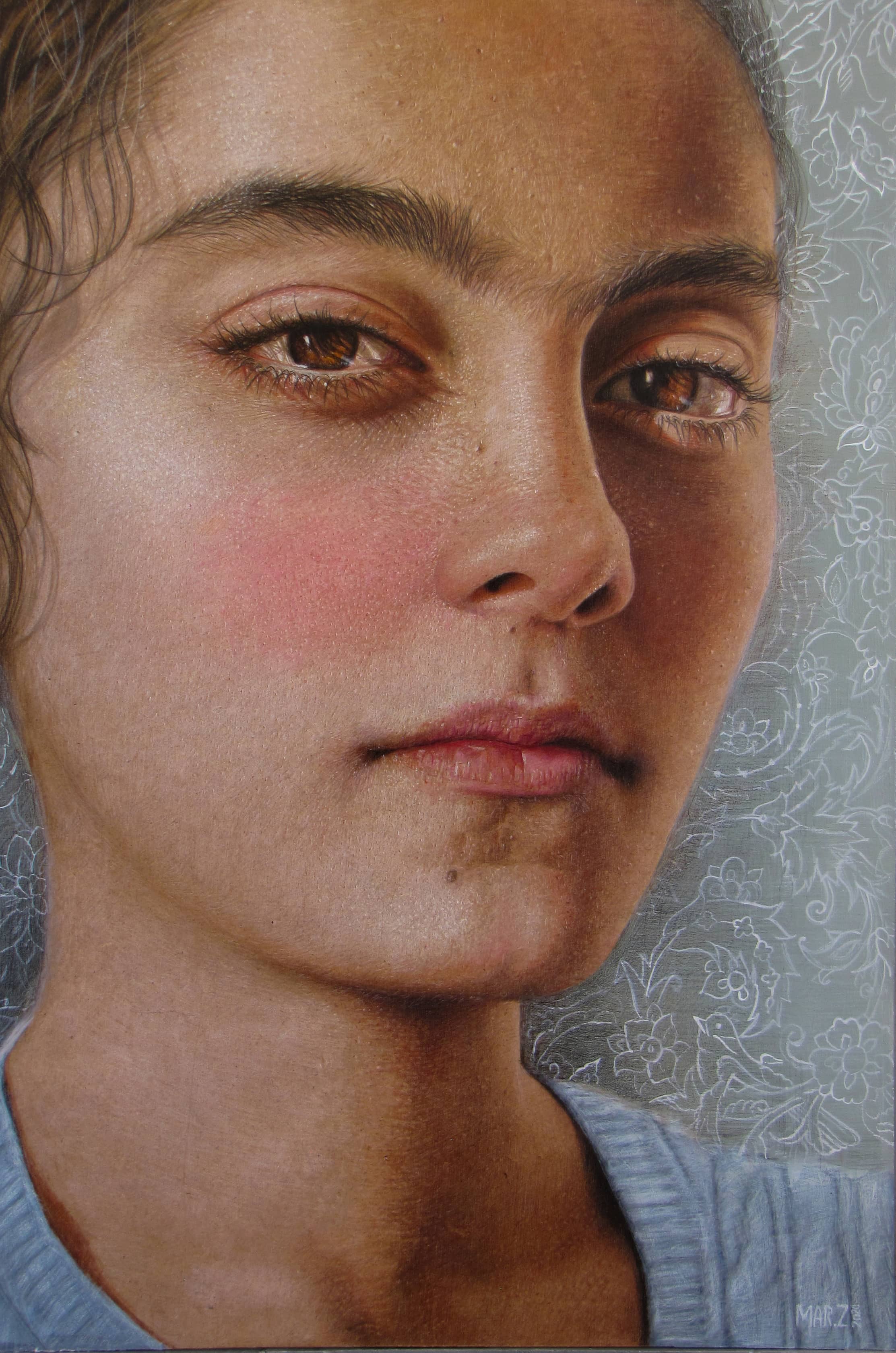 ETHERIAL2, mixed material on board, 45x60cm by Mar.Z by Marzieh Shojaei