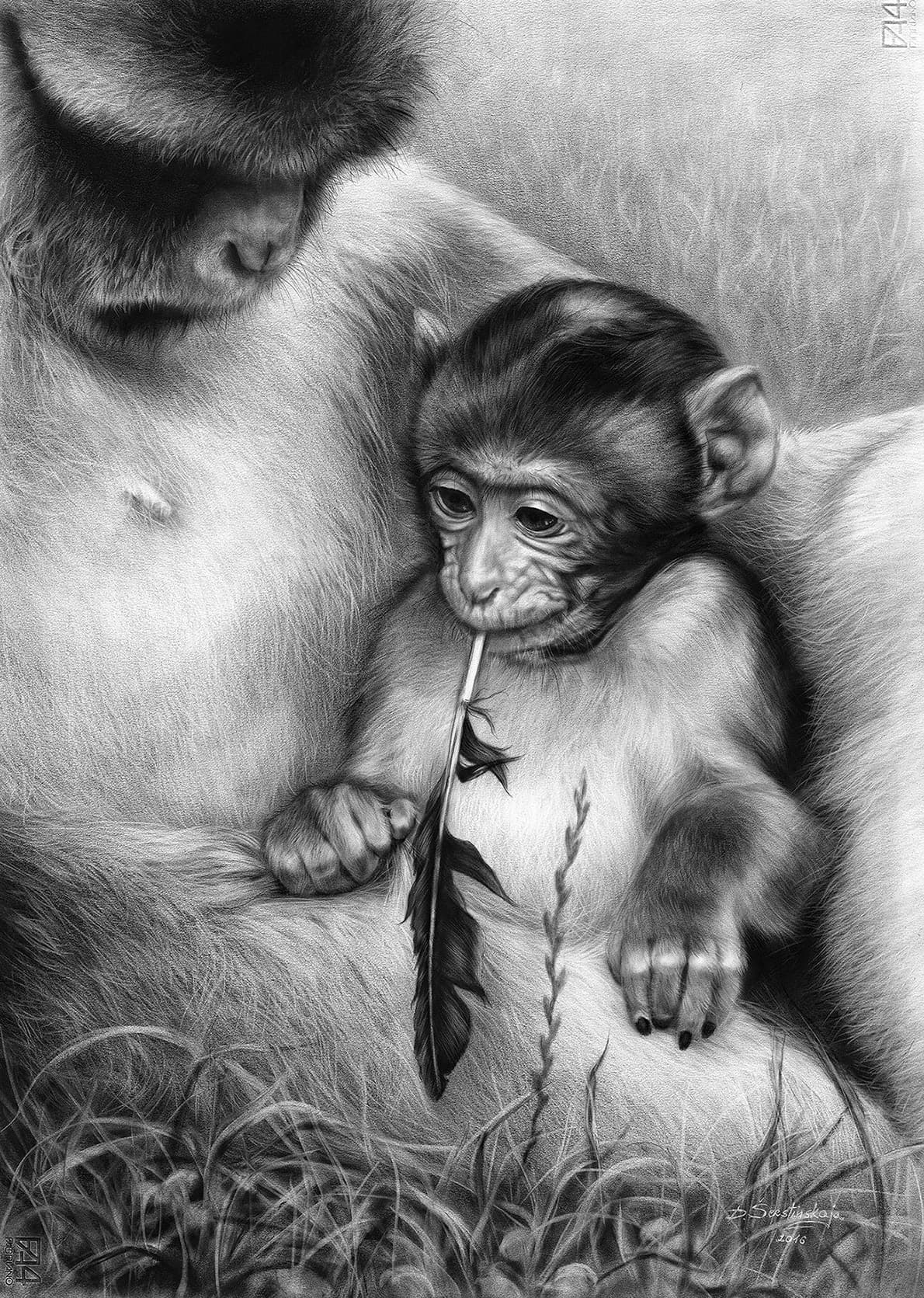 Ready for the Jungle School - Monkeys in oils by Danguole Serstinskaja
