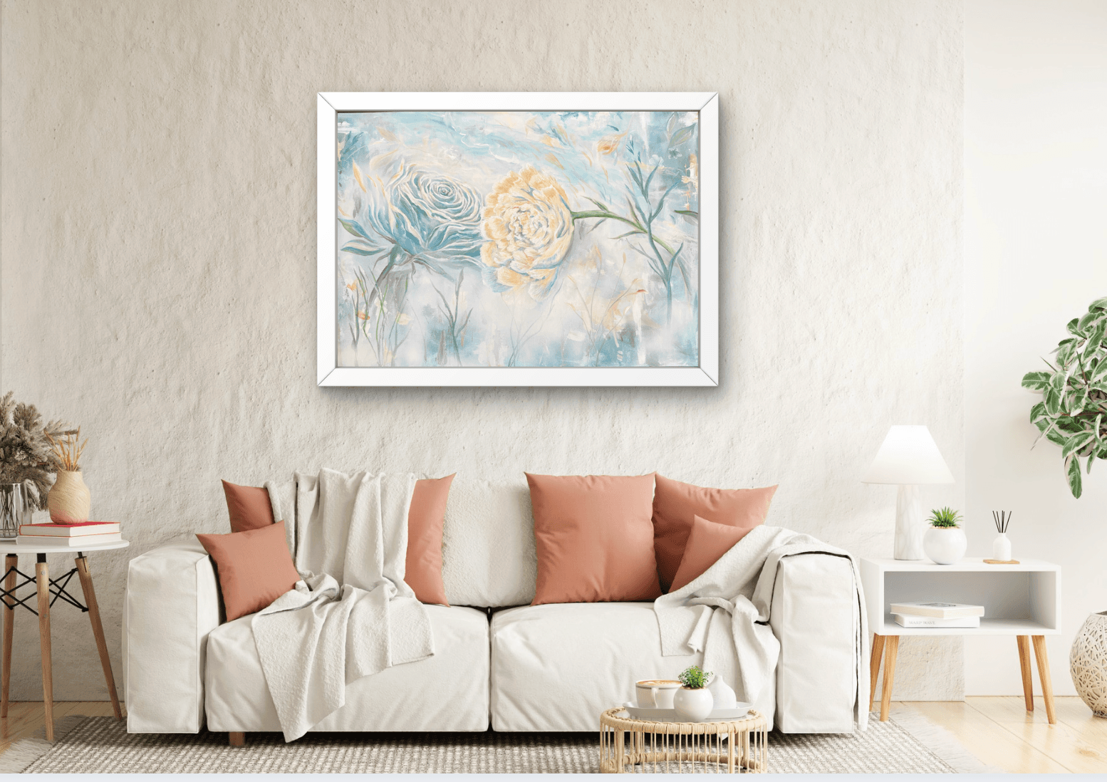 Living Room Art | Contemporary Floral Landscape Painting by Renee Dumont