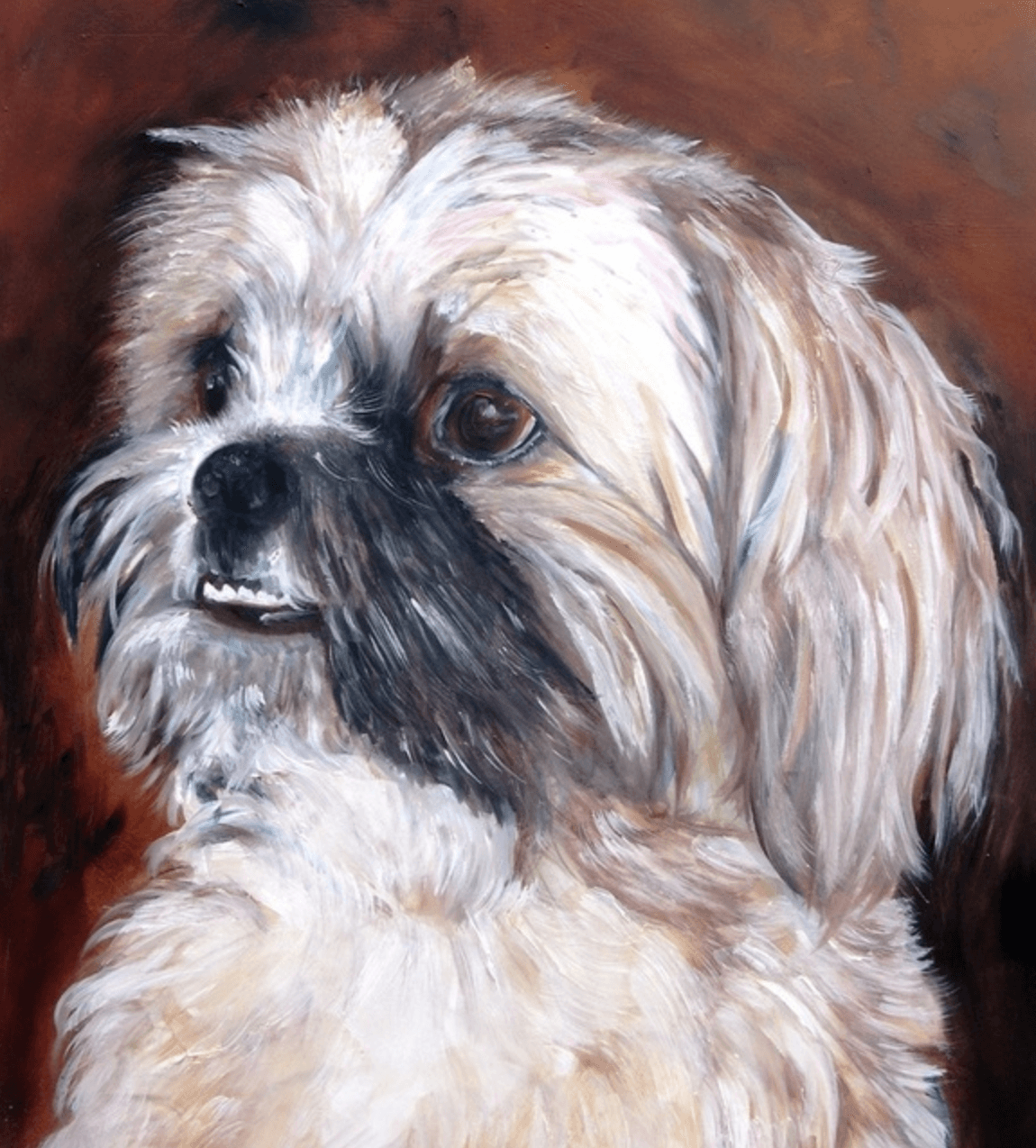 Portrait of Rascal | Mixed Breed | Mixed Media & Oil Pet Painting by Renee Dumont